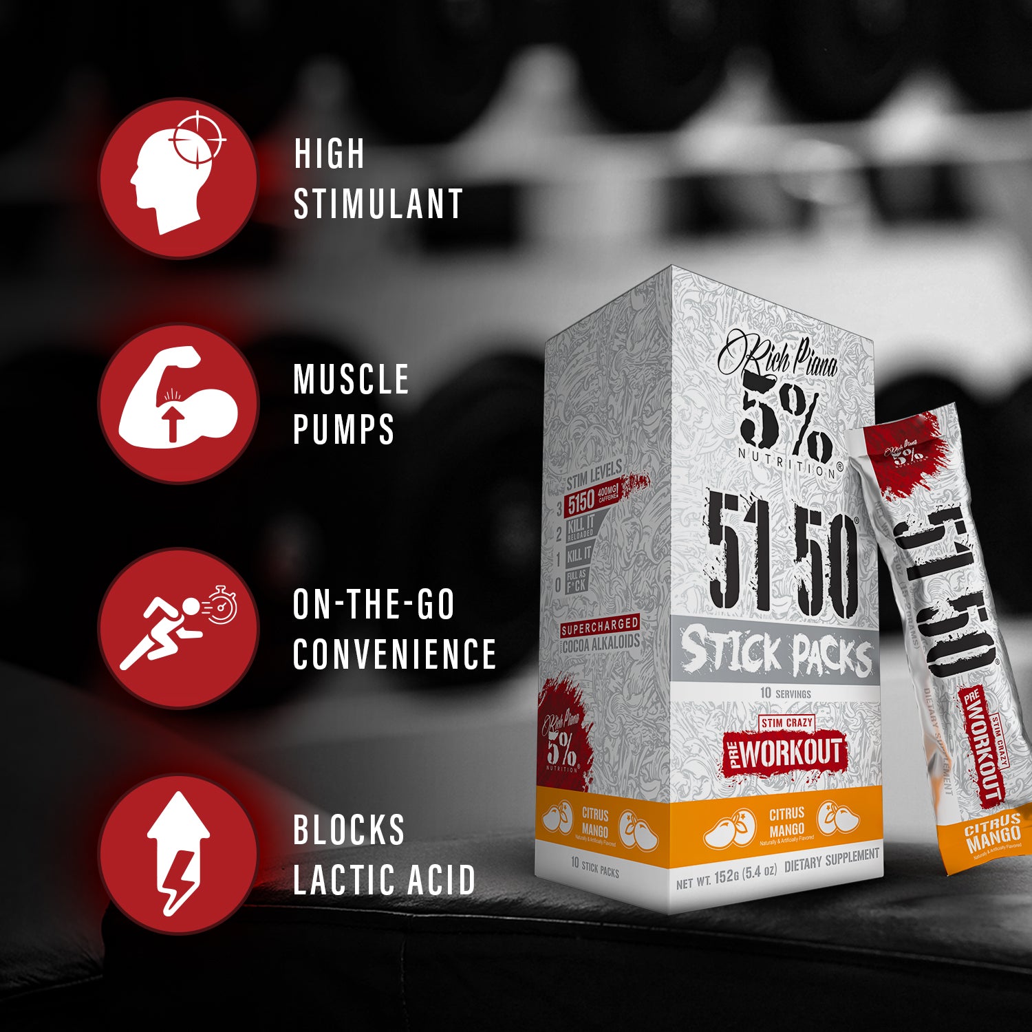 5150 Pre-Workout Stick Packs (10 Sticks)