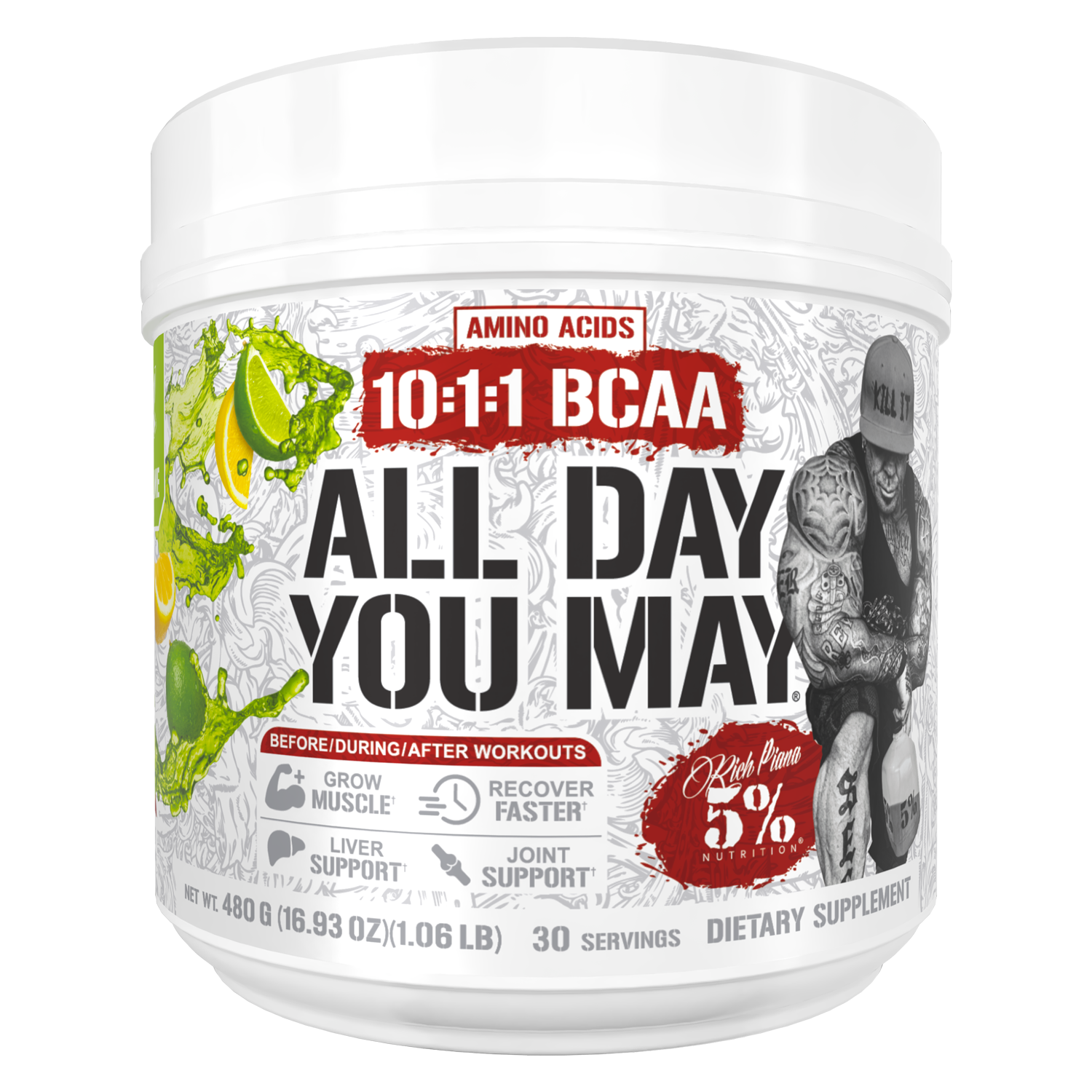 All Day You May 10:1:1 Ratio BCAA Recovery Drink - 5% Nutrition