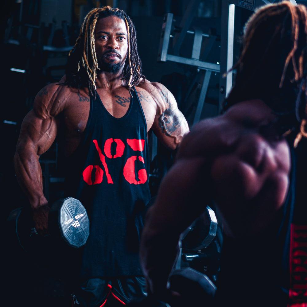 5%, Bigger by the Day Stringer Tank (Black/Red)