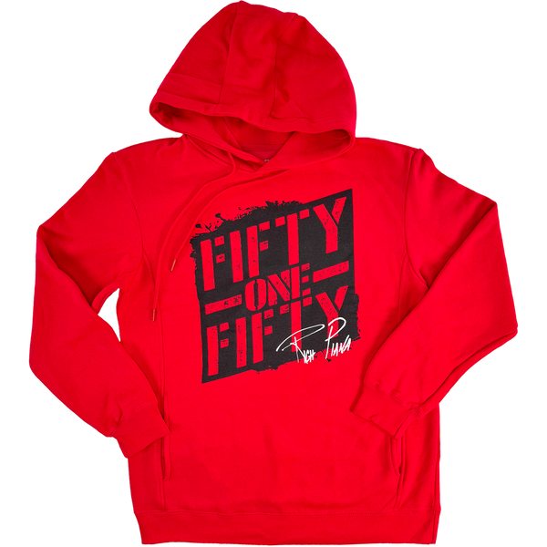 Red hoodie with 