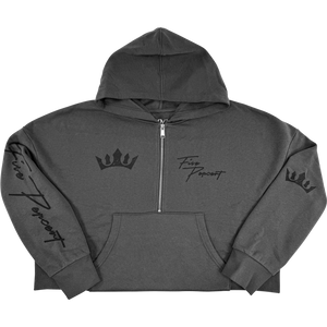 Five Percent Crown, Women's Cropped Gray Hoodie - 5% Nutrition