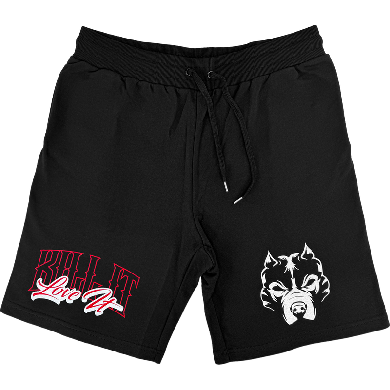 Love It Kill It Pitbull Black Sweat Shorts