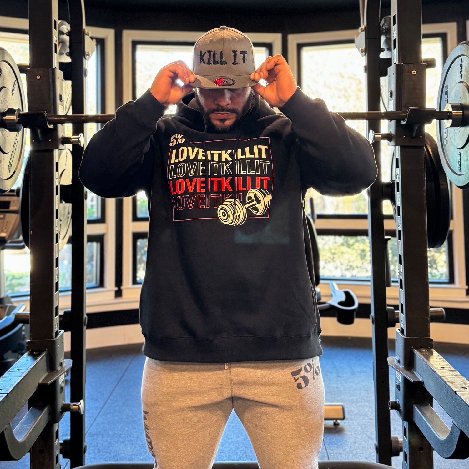 Love It, Kill It Dumbbell, Black Pullover Hoodie