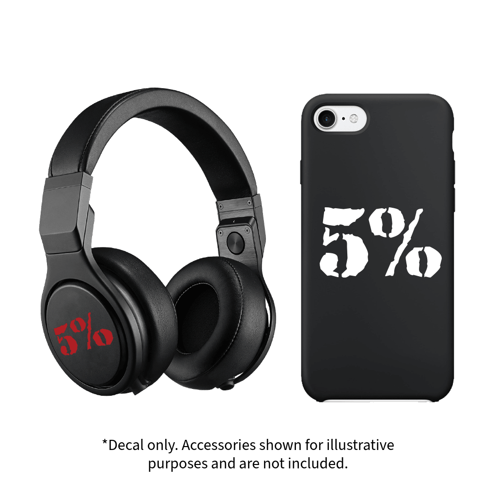 5% Brand Mini Vinyl Decal | 1-Inch (Red or White) - 5% Nutrition