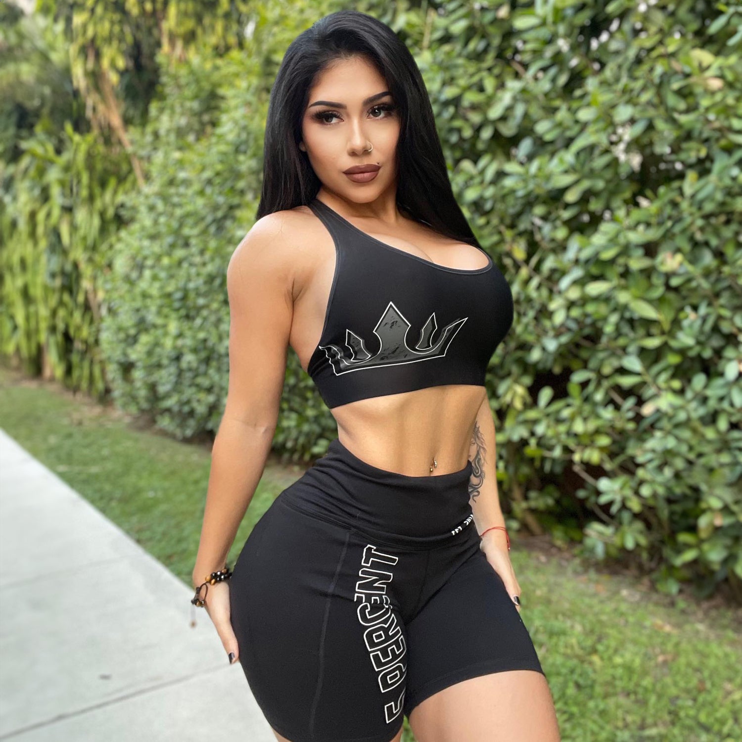 Women's Crown Sports Bra & Spandex Shorts Set