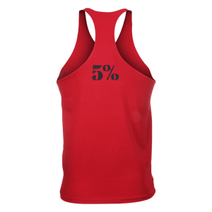 One Day You May, Red Stringer Tank with Black Lettering - 5% Nutrition